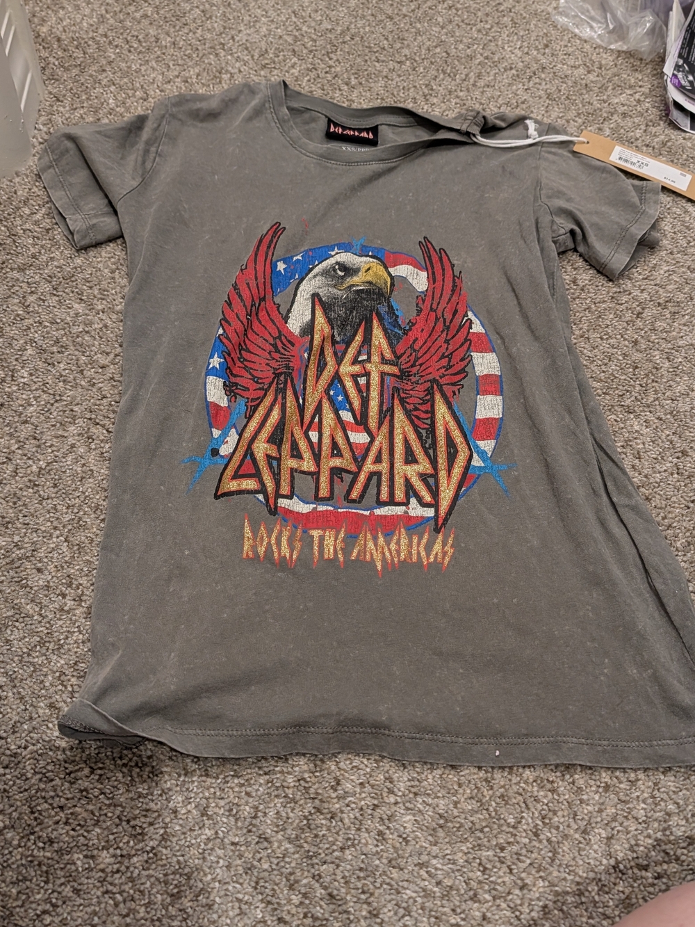 Gray Graphic Tee - Rock the America Eagle. Def Leppard
